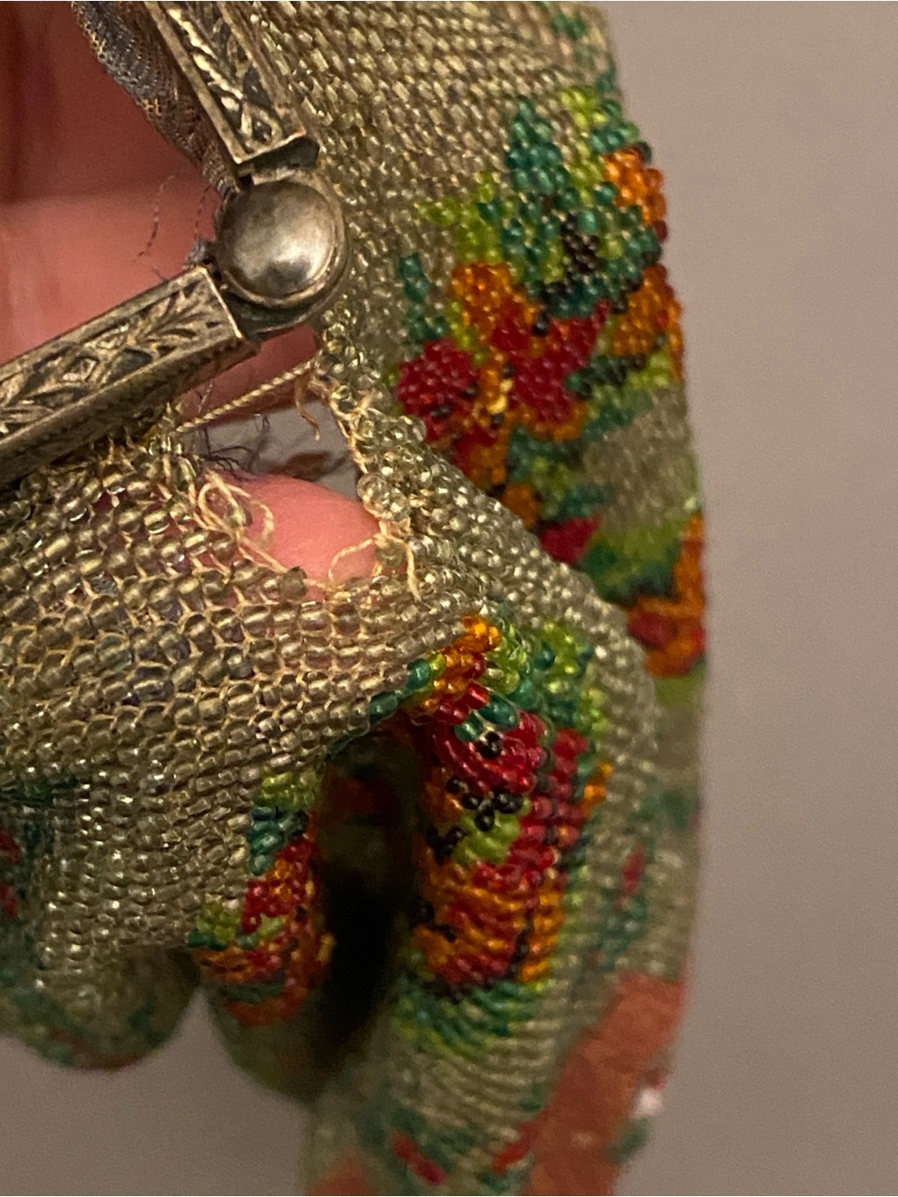 Antique Micro Beaded Floral Purse Victorian Design with Ornate Detail As-Is - Picture 5 of 15